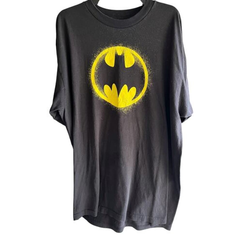 BATMAN DC Comics bat signal black men’s big & tall grunge thrashed tee sz XXL 2X